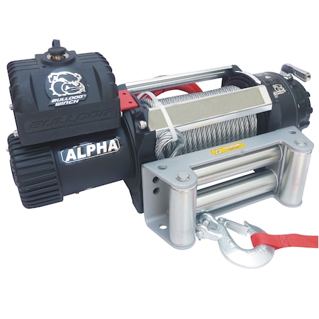 Bulldog Winch 12500lb Alpha Series Winch, 90ft Wire Rope, Roller Frld 10027